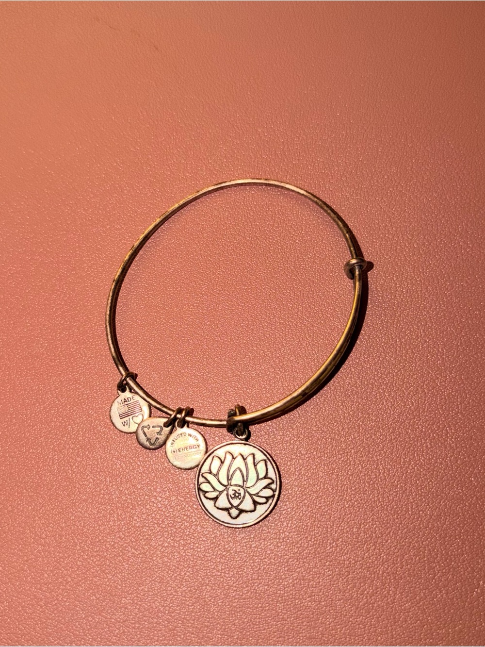 Alex and Ani Gold Lotus Charm Adjustable Bangle - Gold